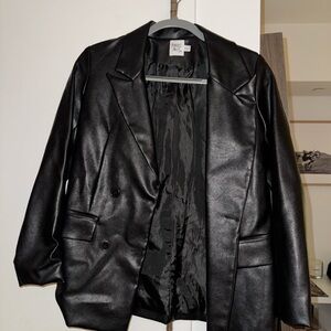Princess Polly Faux Leather Black Blazer